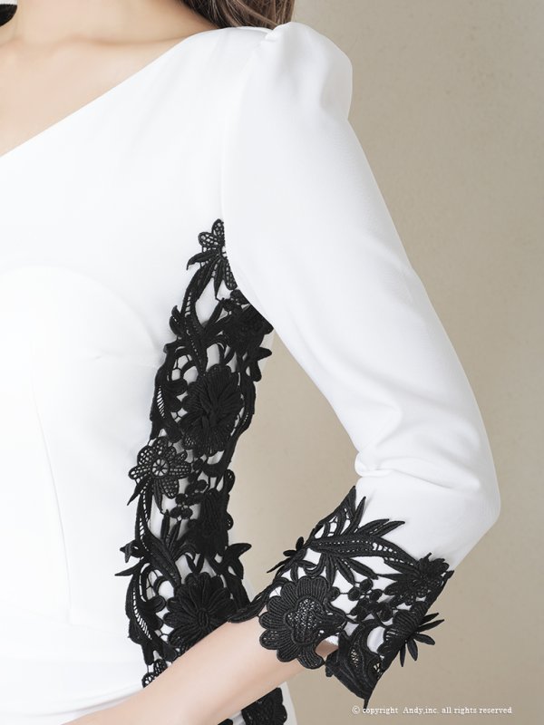 画像15: 【ANDY/アンディ】ワンショル/ アシメ/ レース/ ウエストカット/ リボン/ タイト/ ミニドレス/ キャバドレス[OF05] (15)