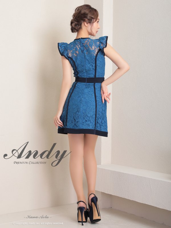 画像20: 【ANDY/アンディ】フラワーレース/ パイピング/ フリルショルダー/ ノースリーブ/ Aライン/ フレア/ ミニドレス/ キャバドレス[OF05] (20)