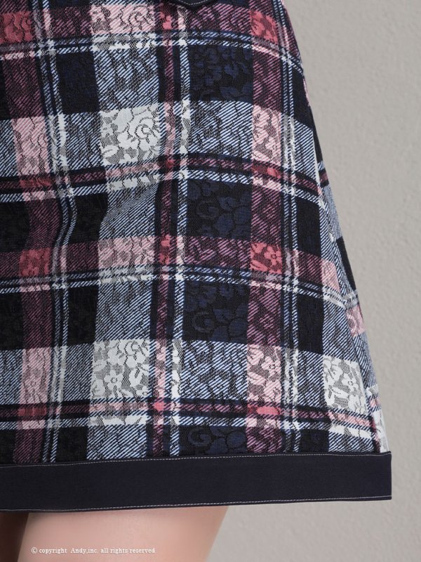 画像16: 【ANDY/アンディ】チェック/ 袖フリル/ レース/ ボタン/ ワンピース/ タイト/ ミニドレス/ キャバドレス[OF05] (16)