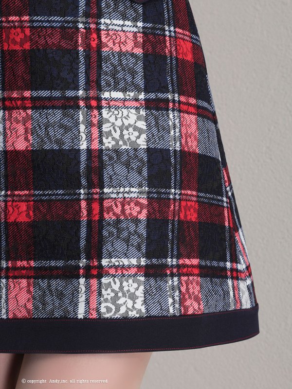 画像8: 【ANDY/アンディ】チェック/ 袖フリル/ レース/ ボタン/ ワンピース/ タイト/ ミニドレス/ キャバドレス[OF05] (8)