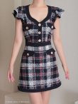 画像13: 【ANDY/アンディ】チェック/ 袖フリル/ レース/ ボタン/ ワンピース/ タイト/ ミニドレス/ キャバドレス[OF05] (13)