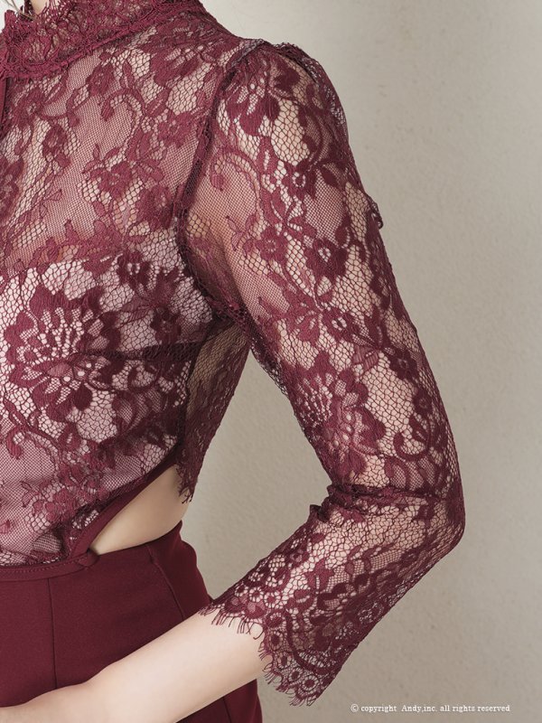 画像25: 【ANDY/アンディ】七分袖/レース/ ハイネック/ カットアウト/ テールカット/ タイト/ ミニドレス/ キャバドレス[OF05] (25)