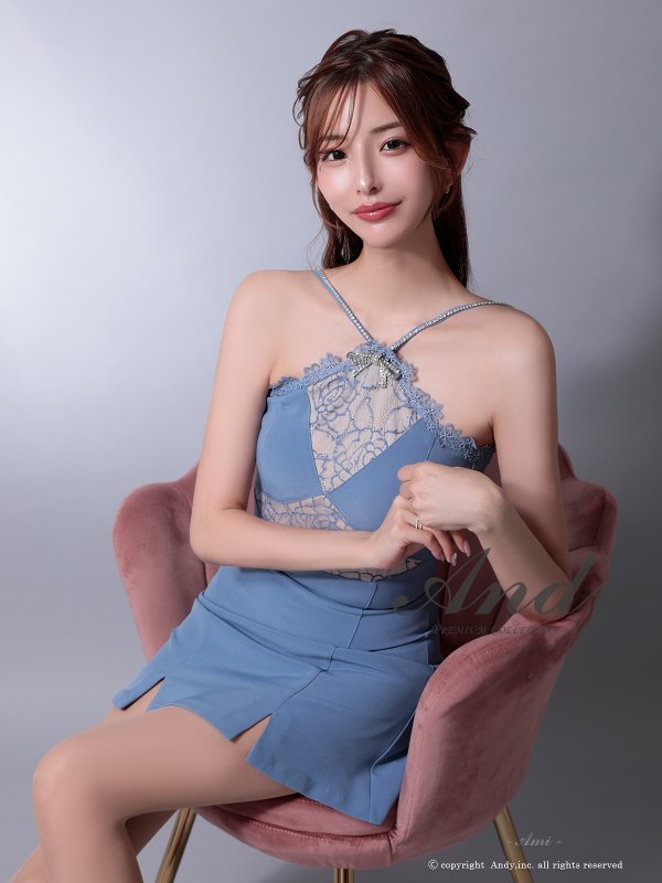 画像21: XSサイズあり【ANDY/アンディ】ビジューリボン/ ホルターネック/ レース/ 切替/ ストレッチ/ フレア/ ミニドレス/ キャバドレス[OF05] (21)