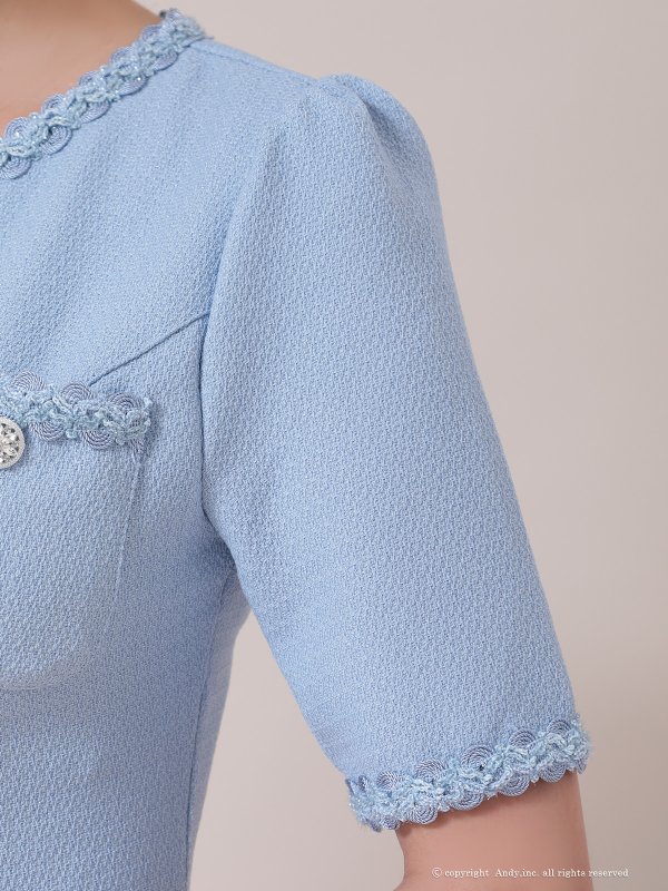 画像18: XSサイズあり【ANDY/アンディ】パイピング/ ビジューボタン/ デザインポケット/ 半袖/ 袖あり/ マーメイド/ ミニドレス/ キャバドレス[OF05] (18)