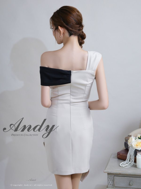 画像13: XSサイズあり【ANDY/アンディ】バイカラー/ ワンショル/ オフショル/ アシンメトリー/ タイト/ ミニドレス/ キャバドレス[OF05] (13)