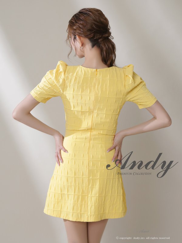 画像3: XSサイズあり【ANDY/アンディ】パワショル/ ウエストカットアウト/ ハーフスリーブ/ ジャガード/ プリーツ/ ミニドレス/ キャバドレス[OF05] (3)