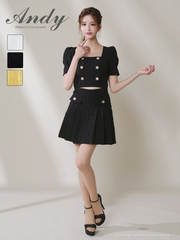 画像8: XSサイズあり【ANDY/アンディ】パワショル/ ウエストカットアウト/ ハーフスリーブ/ ジャガード/ プリーツ/ ミニドレス/ キャバドレス[OF05] (8)