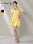 画像2: XSサイズあり【ANDY/アンディ】パワショル/ ウエストカットアウト/ ハーフスリーブ/ ジャガード/ プリーツ/ ミニドレス/ キャバドレス[OF05] (2)