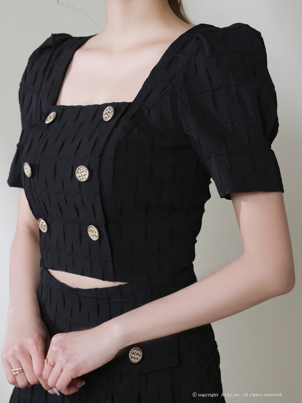 画像11: XSサイズあり【ANDY/アンディ】パワショル/ ウエストカットアウト/ ハーフスリーブ/ ジャガード/ プリーツ/ ミニドレス/ キャバドレス[OF05] (11)