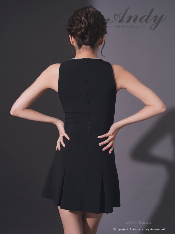 画像4: XSサイズあり【ANDY/アンディ】シンプル/ ワンカラー/ ノースリーブ/ ビジューライン/ バストシアー/ フレア/ Aライン/ ミニドレス/ キャバドレス[OF05] (4)
