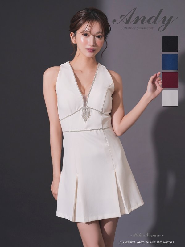 画像15: XSサイズあり【ANDY/アンディ】シンプル/ ワンカラー/ ノースリーブ/ ビジューライン/ バストシアー/ フレア/ Aライン/ ミニドレス/ キャバドレス[OF05] (15)