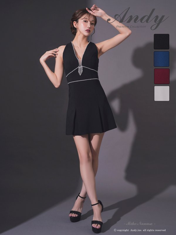 画像3: XSサイズあり【ANDY/アンディ】シンプル/ ワンカラー/ ノースリーブ/ ビジューライン/ バストシアー/ フレア/ Aライン/ ミニドレス/ キャバドレス[OF05] (3)