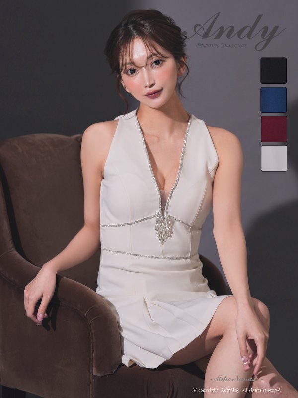 画像16: XSサイズあり【ANDY/アンディ】シンプル/ ワンカラー/ ノースリーブ/ ビジューライン/ バストシアー/ フレア/ Aライン/ ミニドレス/ キャバドレス[OF05] (16)