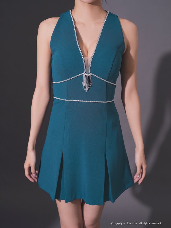 画像25: XSサイズあり【ANDY/アンディ】シンプル/ ワンカラー/ ノースリーブ/ ビジューライン/ バストシアー/ フレア/ Aライン/ ミニドレス/ キャバドレス[OF05] (25)