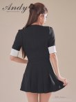 画像4: XSサイズあり【ANDY/アンディ】バイカラー/ リボンモチーフ/ 半袖/ 袖あり/ Vネック/ ダブルボタン/ プリーツ/ フレア/ セットアップ/ ミニドレス/ キャバドレス[OF05] (4)