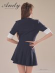 画像10: XSサイズあり【ANDY/アンディ】バイカラー/ リボンモチーフ/ 半袖/ 袖あり/ Vネック/ ダブルボタン/ プリーツ/ フレア/ セットアップ/ ミニドレス/ キャバドレス[OF05] (10)