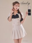画像17: XSサイズあり【ANDY/アンディ】バイカラー/ リボンモチーフ/ 半袖/ 袖あり/ Vネック/ ダブルボタン/ プリーツ/ フレア/ セットアップ/ ミニドレス/ キャバドレス[OF05] (17)
