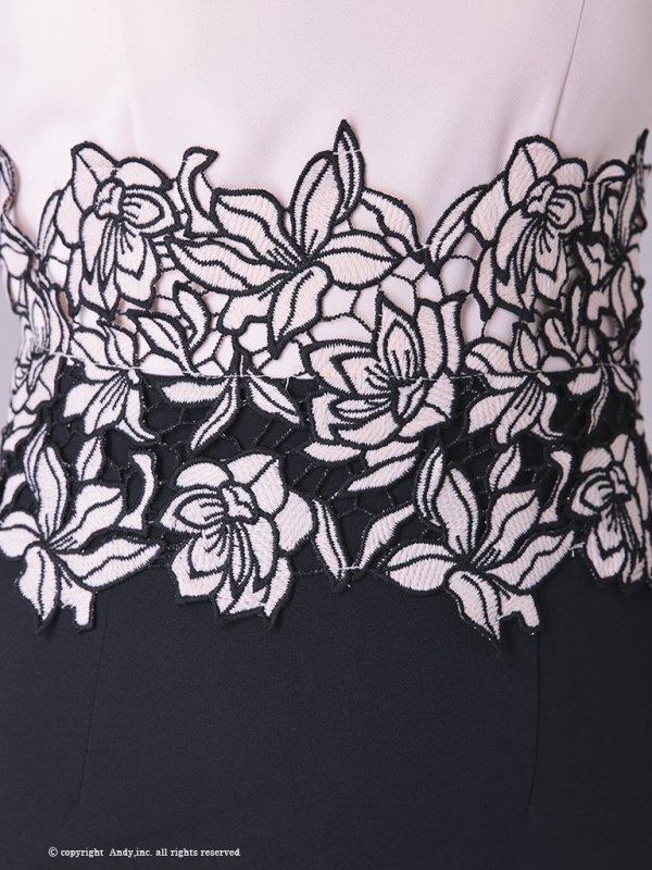 画像7: 【ANDY/アンディ】マーメイド/ショルダーリボン/ バイカラー/ ノースリーブ/ 裾フリル/ テールカット/ ミディアム丈/ キャバドレス[FB03] (7)