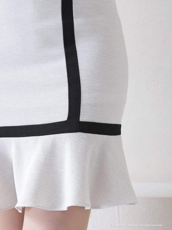 画像8: 【ANDY/アンディ】セーラーカラー/ パイピング/ ボタン/ 半袖/ 袖あり/ タイト/ 裾フリル/ 膝丈/ ワンピース/ ミニドレス/ キャバドレス[OF05] (8)