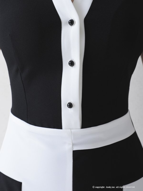 画像18: 【ANDY/アンディ】襟付き/ バイカラー/ 切替/ ノースリーブ/ タイト/ ミニドレス/ キャバドレス[FB03] (18)