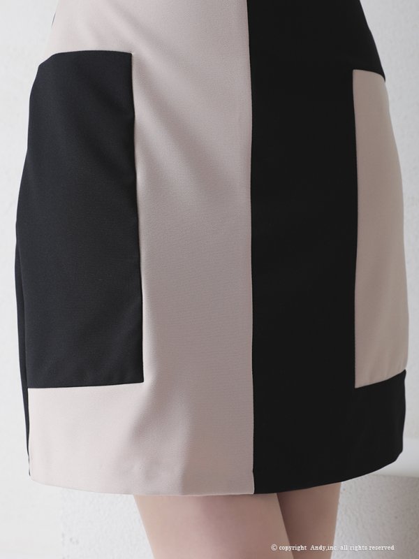 画像9: 【ANDY/アンディ】襟付き/ バイカラー/ 切替/ ノースリーブ/ タイト/ ミニドレス/ キャバドレス[FB03] (9)