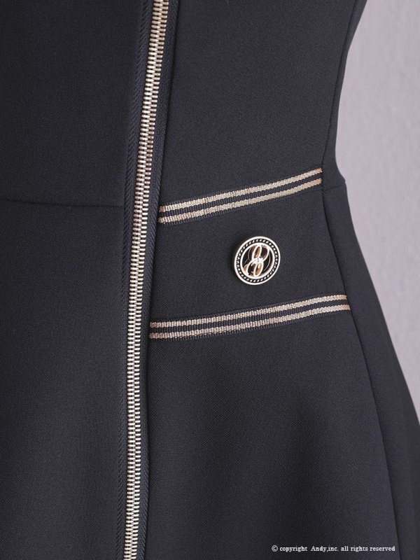 画像8: 【ANDY/アンディ】ハイネック/ バイカラー/ ジップデザイン/ ノースリーブ/ Aライン/ フレア/ ミニドレス/ キャバドレス[OF05] (8)