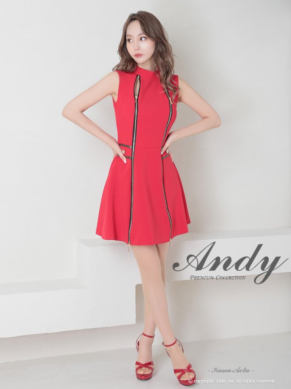 画像30: 【ANDY/アンディ】ハイネック/ バイカラー/ ジップデザイン/ ノースリーブ/ Aライン/ フレア/ ミニドレス/ キャバドレス[OF05] (30)