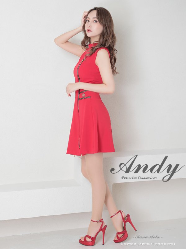 画像31: 【ANDY/アンディ】ハイネック/ バイカラー/ ジップデザイン/ ノースリーブ/ Aライン/ フレア/ ミニドレス/ キャバドレス[OF05] (31)
