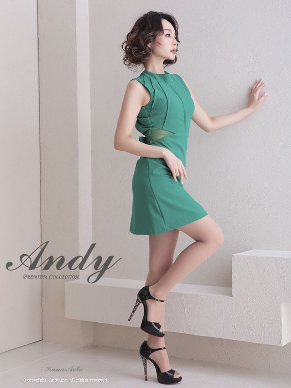 画像3: 【ANDY/アンディ】ワンカラー/ カットアウト/ ハイネック/ バックリボン/ ノースリ/ タイト/ミニドレス/ キャバドレス[OF05] (3)