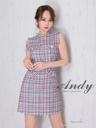 ANDY/アンディ】ミックスツイード/ フリンジ/ チェック柄