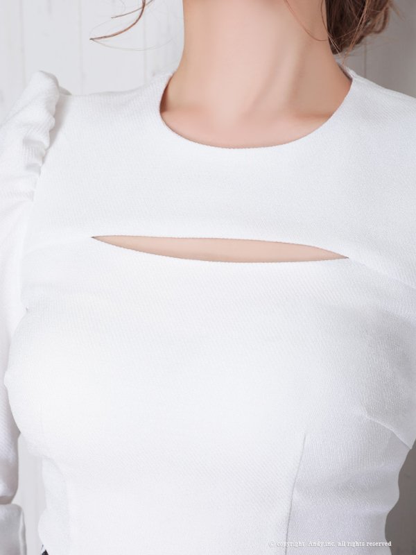 画像6: 【ANDY/アンディ】ツイード/ 切替/ 七分袖/ 長袖/ 袖あり/ カットアウト/ ボックスプリーツ/ ミニドレス/ キャバドレス[OF05] (6)