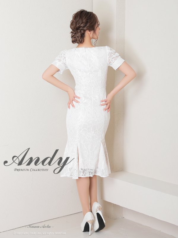 画像19: 【Andy ANDY Fashion Press 15 COLLECTION 01】フラワーレース/ ウエストカット/ 袖あり/ 半袖/ パフスリーブ/ シアー/ タイト/ 膝丈/ ミディアムドレス/ キャバドレス[OF05] (19)