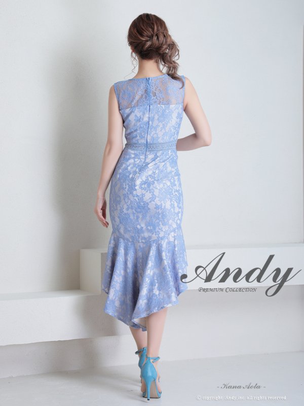 画像12: 【Andy ANDY Fashion Press 15 COLLECTION 02】フラワーレース/ ウエストシアー/ ノースリーブ/ マーメイド/ テールカット/ フリル/ ミディアムドレス/ キャバドレス[OF05] (12)