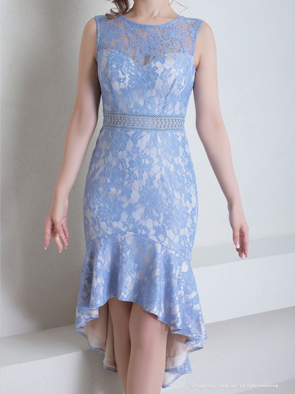 画像13: 【Andy ANDY Fashion Press 15 COLLECTION 02】フラワーレース/ ウエストシアー/ ノースリーブ/ マーメイド/ テールカット/ フリル/ ミディアムドレス/ キャバドレス[OF05] (13)