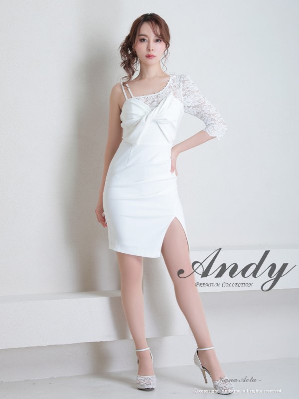 画像3: 【Andy ANDY Fashion Press 15 COLLECTION 03】ワンショルダー/ キャミソール/ 袖あり/ フラワーレース/ ワンカラー/ タイト/ ミニドレス/ キャバドレス[OF05] (3)