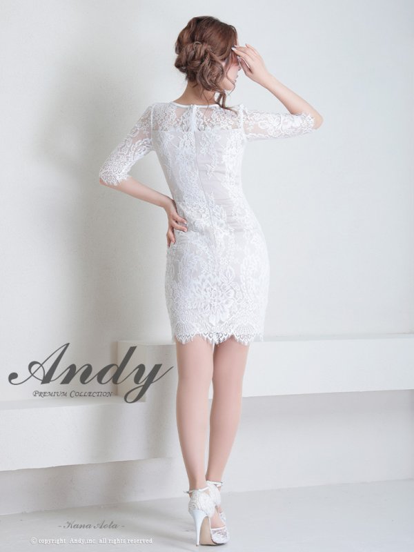 画像5: 【Andy ANDY Fashion Press 15 COLLECTION 05】総レース / 袖あり/ 五分袖/ タイト/ ミニドレス/ キャバドレス[OF05] (5)