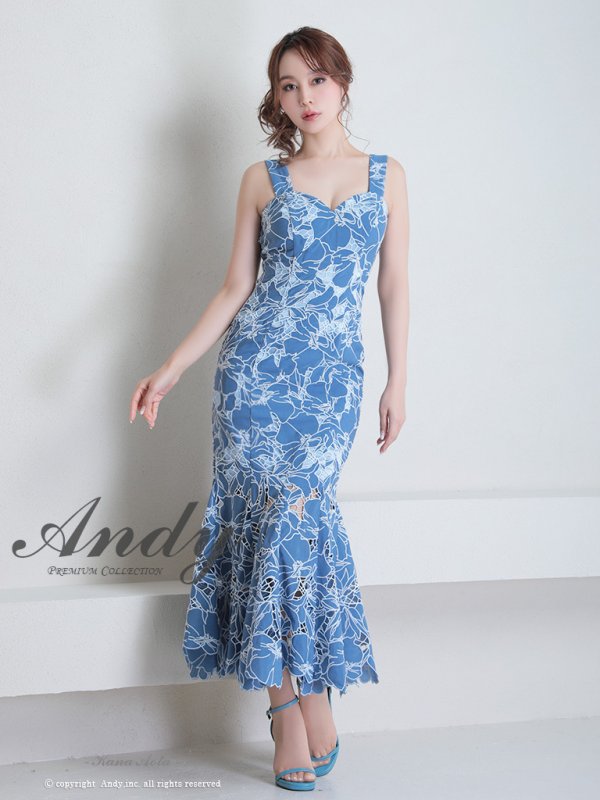 画像3: 【Andy ANDY Fashion Press 15 COLLECTION 07】マーメイド/ フリルデザイン/ 総レース/ ノースリーブ/ タイト/ ワンピース/ ロングドレス/ キャバドレス[OF05] (3)
