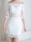 画像6: 【Andy ANDY Fashion Press 15 COLLECTION 04】オフショルダー/ 七分袖/ 長袖/ 袖あり/ フラワーレース/ セットアップ/ タイト/ ミニドレス/ キャバドレス[OF05] (6)
