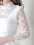 画像16: 【ANDY/アンディ】チェック柄/ シアー/ チョーカー風/ ハイネック/ 七分袖/ 袖あり/ タイト/ 膝丈/ ミディアムドレス/ キャバドレス[OF05] (16)