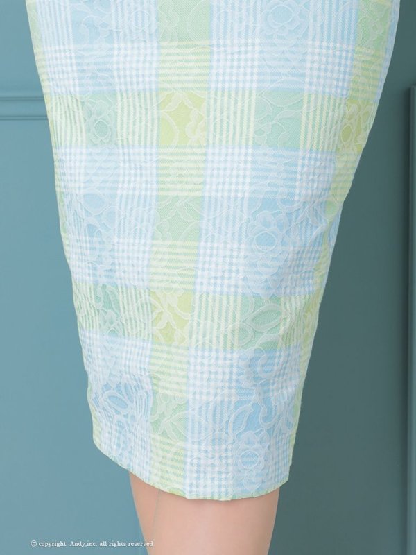 画像7: 【ANDY/アンディ】チェック柄/ ストレッチ/ ノースリーブ/ ミディアム丈/ 膝丈/ タイト/ ミディアムドレス/ キャバドレス[OF05] (7)