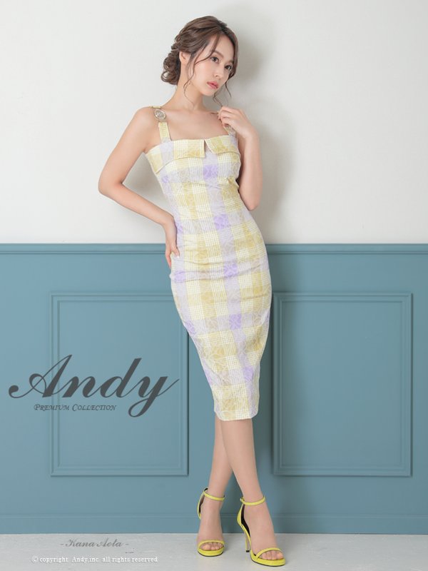 画像9: 【ANDY/アンディ】チェック柄/ ストレッチ/ ノースリーブ/ ミディアム丈/ 膝丈/ タイト/ ミディアムドレス/ キャバドレス[OF05] (9)