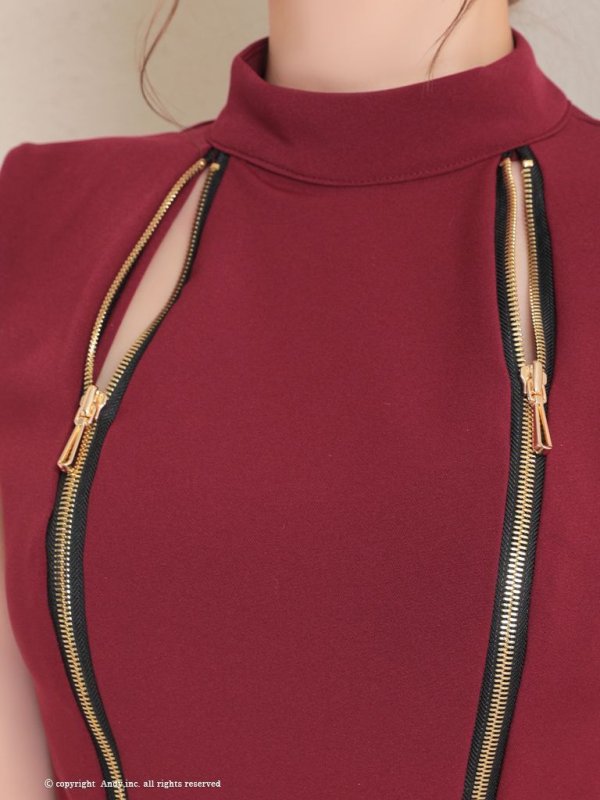 画像24: 【ANDY/アンディ】ジップデザイン/ シンプル/ ワンカラー/ セットアップ/ ハイネック/ ノースリーブ/ フレア/ ミニドレス/ キャバドレス[OF05] (24)