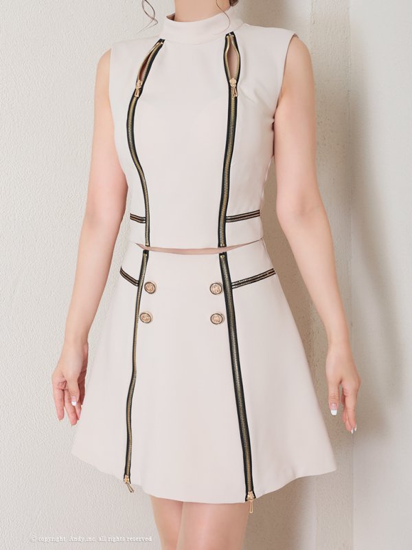 画像22: 【ANDY/アンディ】ジップデザイン/ シンプル/ ワンカラー/ セットアップ/ ハイネック/ ノースリーブ/ フレア/ ミニドレス/ キャバドレス[OF05] (22)