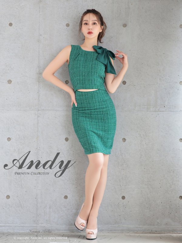 画像3: 【ANDY/アンディ】ショルダーリボン/ ツイード/ ウエストカット/ ノースリーブ/ タイト/ ミニドレス/ キャバドレス[OF05] (3)