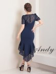 画像5: 【Andy ANDY Fashion Press 16 COLLECTION 06】ドットレース/ シアー/ 半袖/ 袖あり/ テールカット/ フリル/ ミディアムドレス/ キャバドレス[OF05] (5)