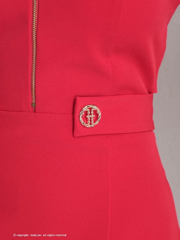 画像7: 【ANDY/アンディ】ワンカラー/ フロントジップ/ 半袖/ 袖あり/ バックリボン/ タイト/ ミニドレス/ キャバドレス[OF05] (7)