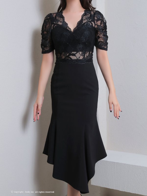 画像13: 【Andy ANDY Fashion Press 17 COLLECTION 01】マーメイド/ ワンカラー/ レース/ シアー/ 袖あり/ 半袖/ ミディアムドレス/ キャバドレス[OF05] (13)