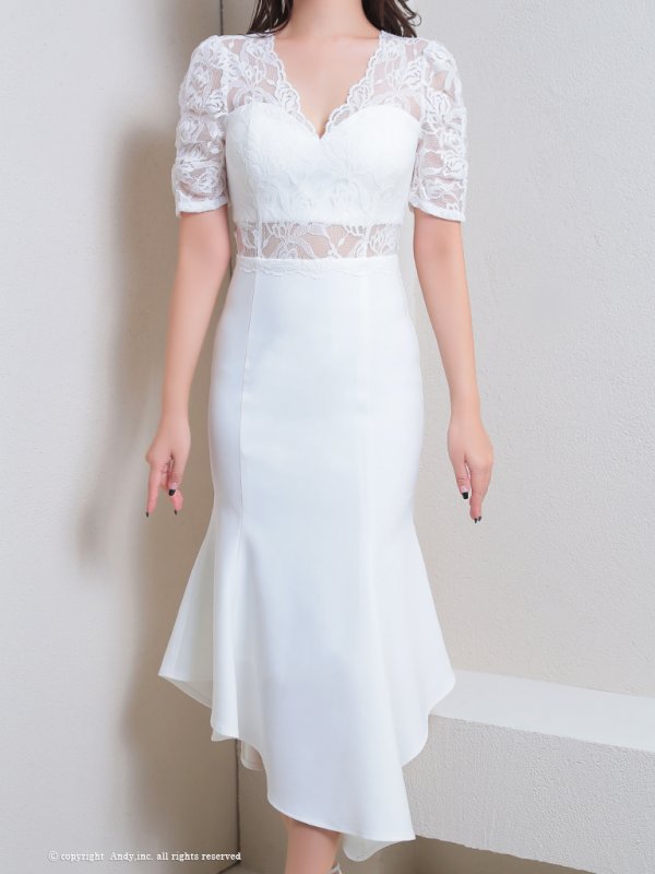 画像20: 【Andy ANDY Fashion Press 17 COLLECTION 01】マーメイド/ ワンカラー/ レース/ シアー/ 袖あり/ 半袖/ ミディアムドレス/ キャバドレス[OF05] (20)
