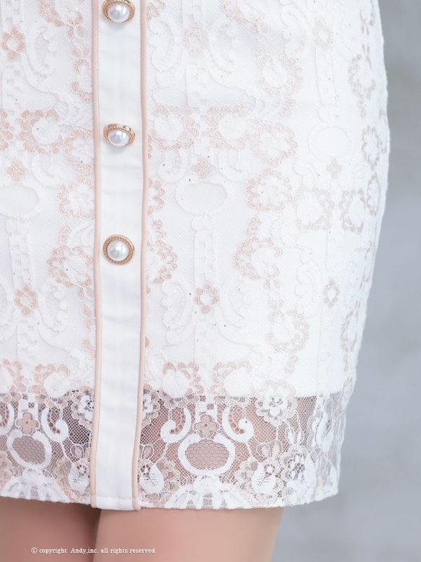 画像10: 【Andy ANDY Fashion Press 17 COLLECTION 05】レース/ シアー/ ハイネック/ パールボタン/ 袖あり/ 半袖/ タイト/ ミニドレス/ キャバドレス[OF05] (10)