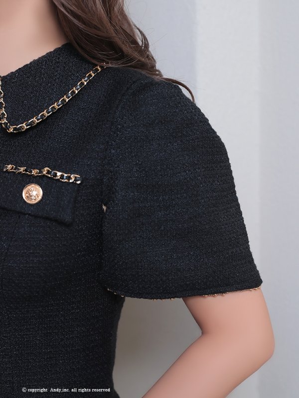画像18: 【Andy ANDY Fashion Press 17 COLLECTION 06】セットアップ/ 半袖/ 袖あり/ ノースリーブ/ 2way/ ツイード/ チェーン/ タイト/ ミニドレス/ キャバドレス[OF05] (18)